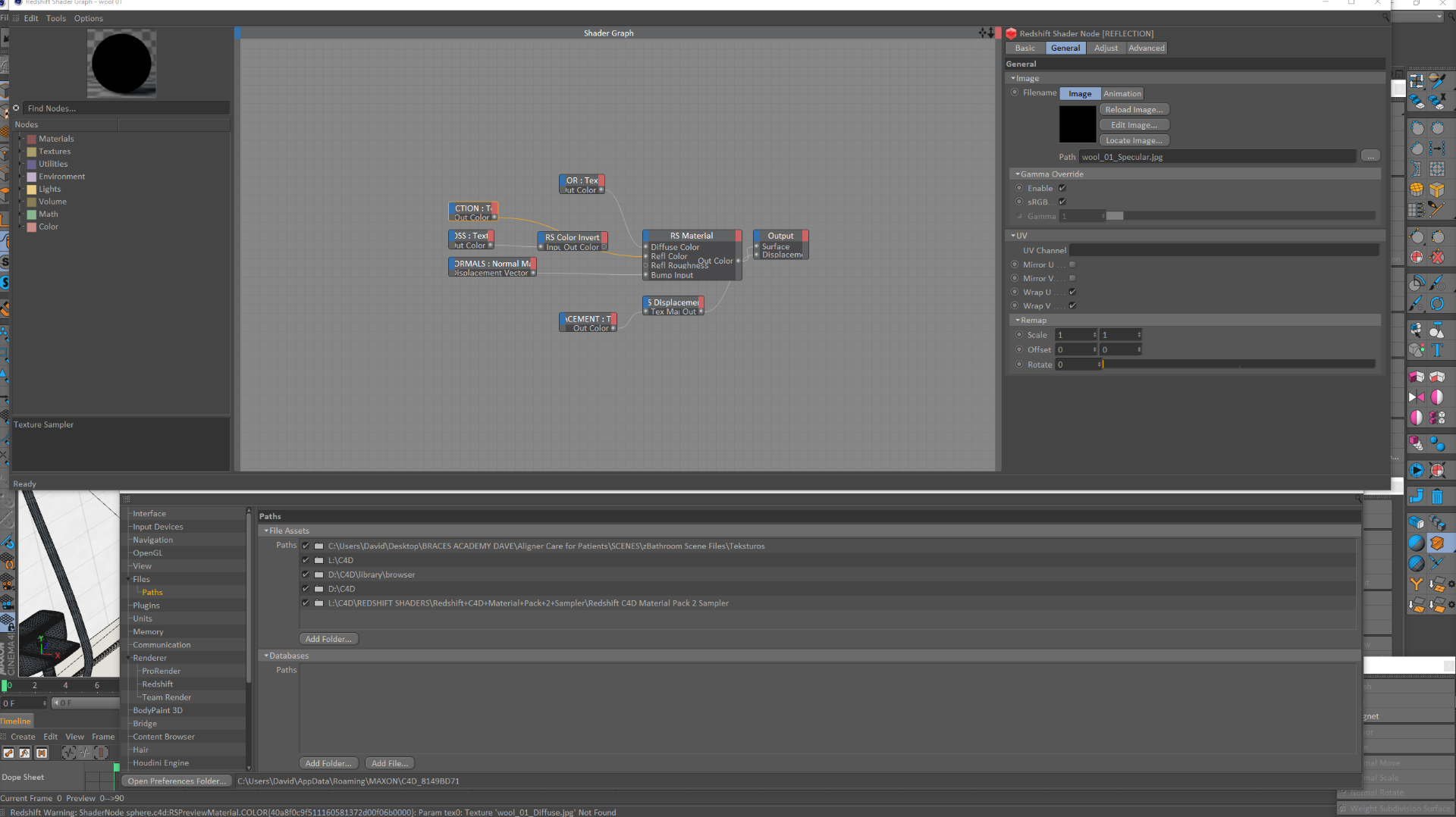 Redshift not loading preset materials .lib4d error Cinema 4D Core